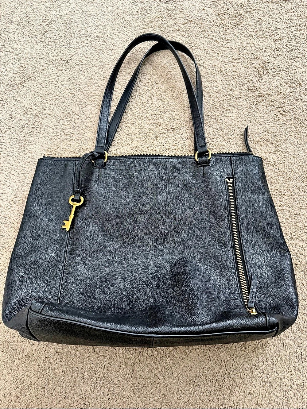 Fossil Black Tote with Gold-Tone Hardware